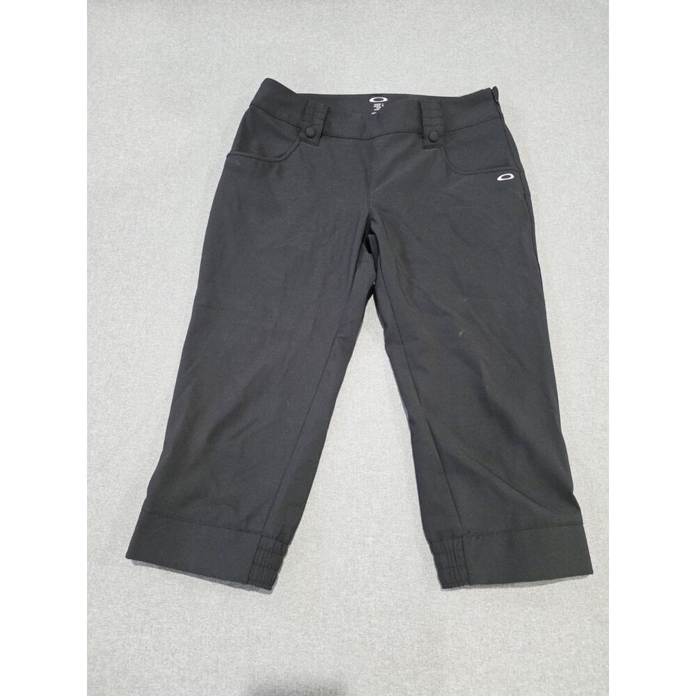 Oakley Palm Capri Womens 6 Black Hydrolix Golf Pants Elastic Hem Snaps 521389